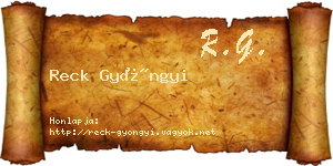Reck Gyöngyi névjegykártya